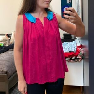 Anthropologie (Isani) Button down sleeveless blouse with blue collar Size: S